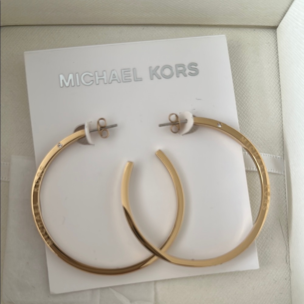Michael Kors Shiny Gold Hoop Earrings